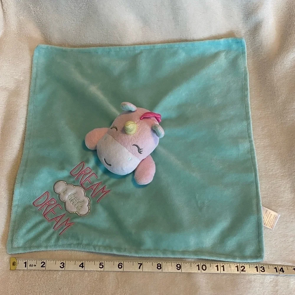 Baby Starters Unicorn Lovey Rattle Mint Green Plush & Satin Dream A Little Dream - Picture 10 of 11